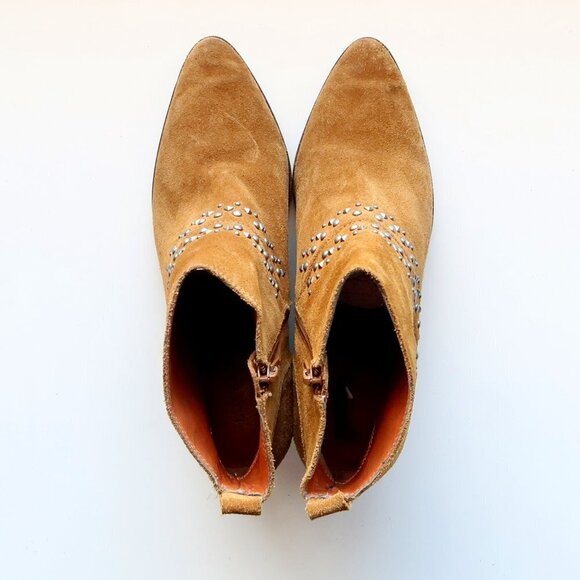 Lucky Brand Latinia Brown Suede Leather Almond Toe Studded Ankle Boots Booties 7 - Picture 5 of 16